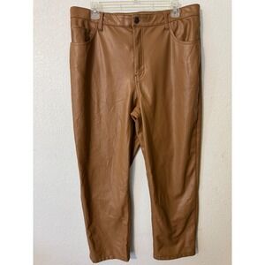Abercrombie Fitch Womens Faux Leather Pants Straight Ultra High‎ Rise Tan